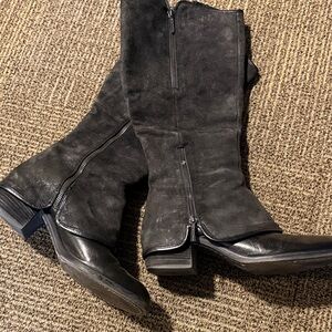 Donald J. Pliner Black Suede Heeled Boots